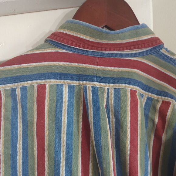 Vintage Hunt Club Long Sleeve Button Up Shirt Men's L (16-16.5) Vertical Stripes - Picture 9 of 13
